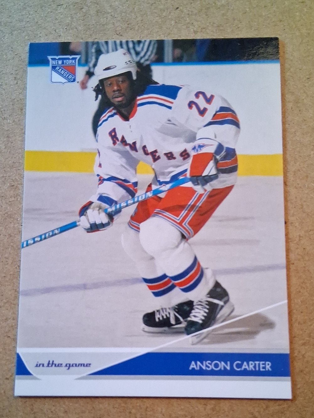 New York Rangers Anson Carter Hockey Card - White, Blue, Red